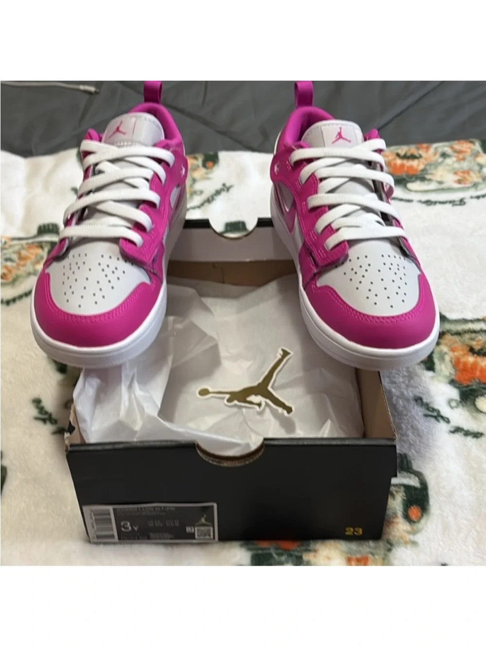 Jordan Kids' White and Pink Low-Top Sneakers